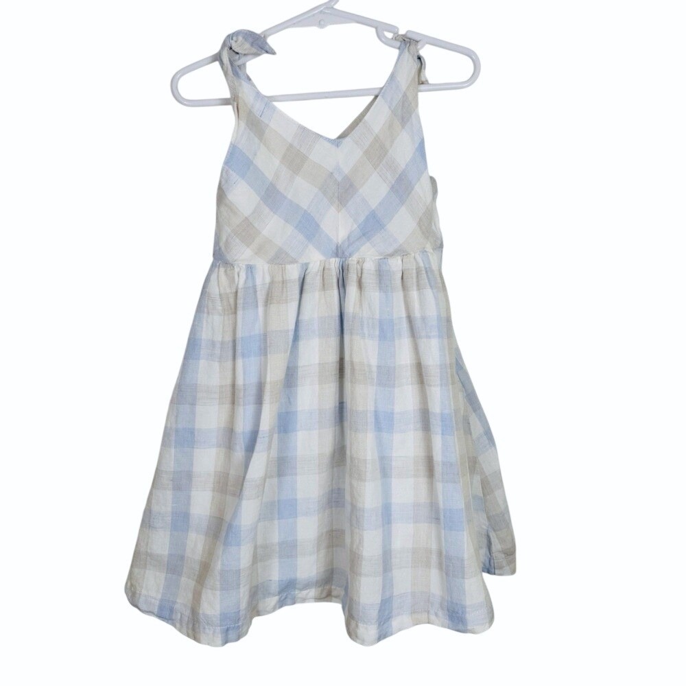 Hope & Henry Girls Size 4‎ Linen Cotton Plaid Sleeveless Summer Dress Lined